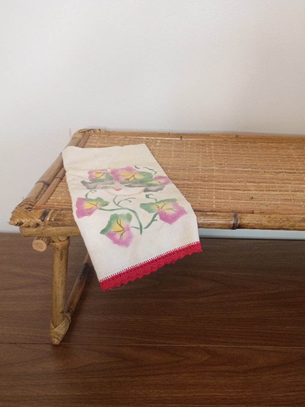Vintage RATTAN and BAMBOO Folding Legs Bed Tray--Philippine Made
